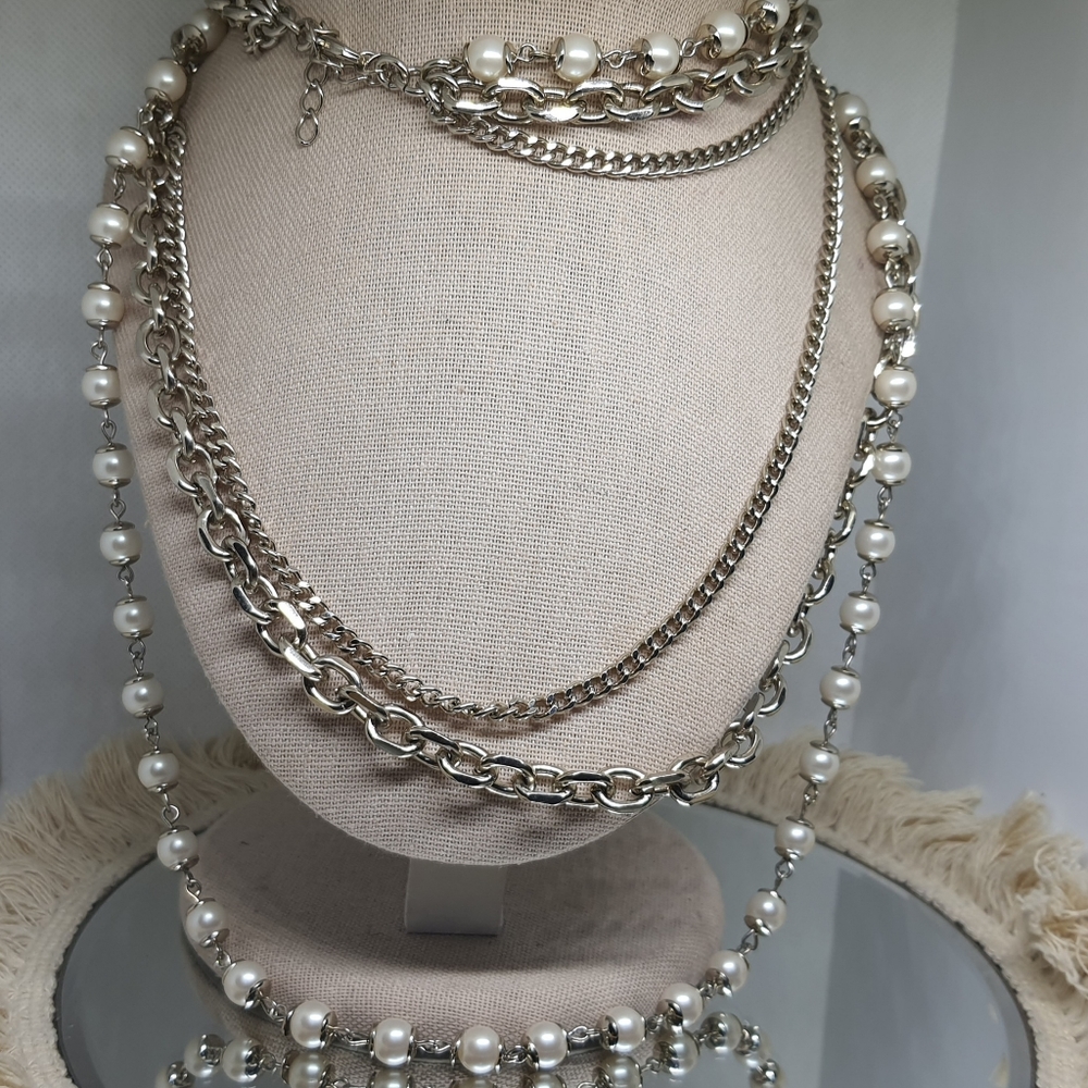 Silver & Pearl Drop Necklace